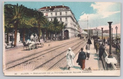 Algier Boulevard de la Republique Algerien Straßenszene coloriert Abgabe Fils