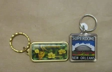 Pair of Louisiana Souvenir Keychains - Superdome and State Bird & Flower