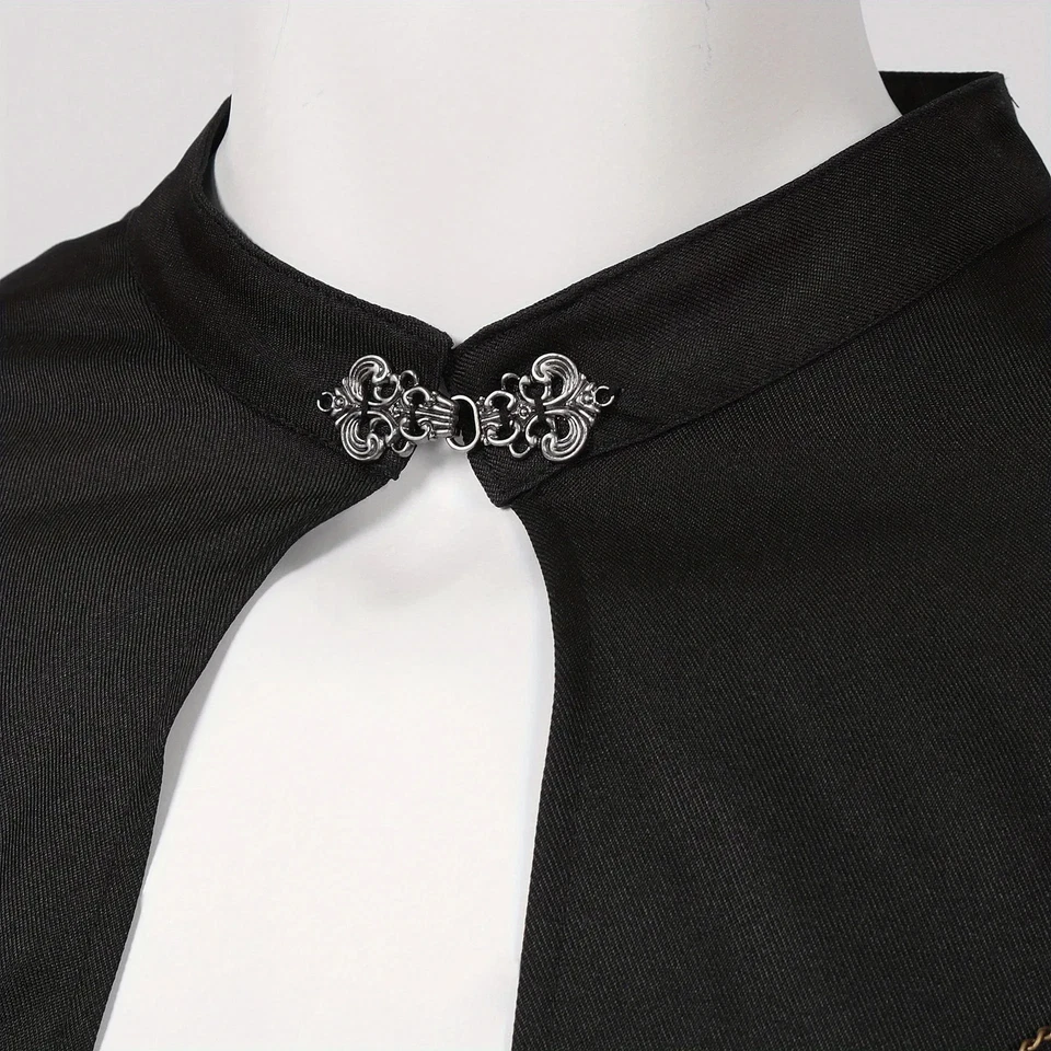 Capa Real Europea Medieval Unisex Retro Cuentas Cortina Engranaje Cadena Capa con Capucha Foto 4 de 4