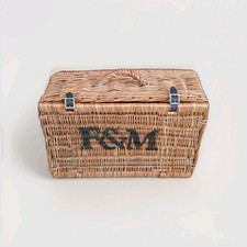 Vintage Fortnum and Mason Wicker Picnic Hamper leather straps & handle F&M 