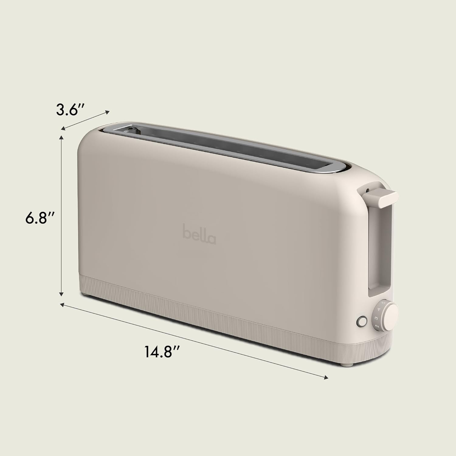 bella 2 Slice Slim Toaster,Fits-anywhere Kitchenware,6 Setting Shade Control 