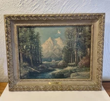 Robert Wood MAJESTIC PEAKS Wood Gilded Frame Reproduction Sign Brass Plate 20x16