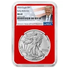 2025 $1 American Silver Eagle NGC MS69 ER Trump Label Red Core