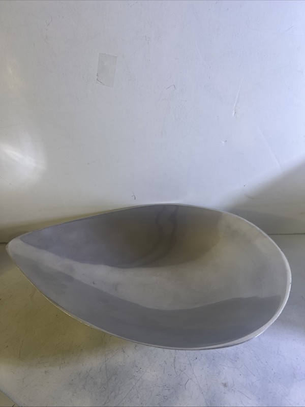 Midcentury NAMBE Abstract Teardrop #519 Dish Metal Bowl 12x9x2.5 In Metal Alloy