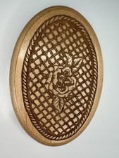Oval Wooden Trinket Jewelry Box Lid with Carv...