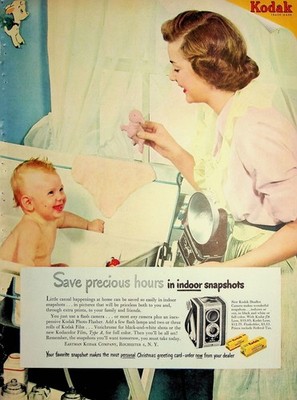 Original 1949 Vintage Print Ad: Ft. Dave Precious hours in indoor Snapshot-Kodak