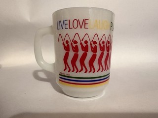 ANCHOR HOCKING 1980’s Milk Glass Fishing? Mug