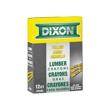 DIXON Industrial Lumber Marking Crayons, 4.5 x 1/2 Hex, Yellow, 12-Pack