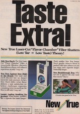1984 Vintage Print Ad True Cigarettes Taste Extra Laser-Cut Flavor Chamber