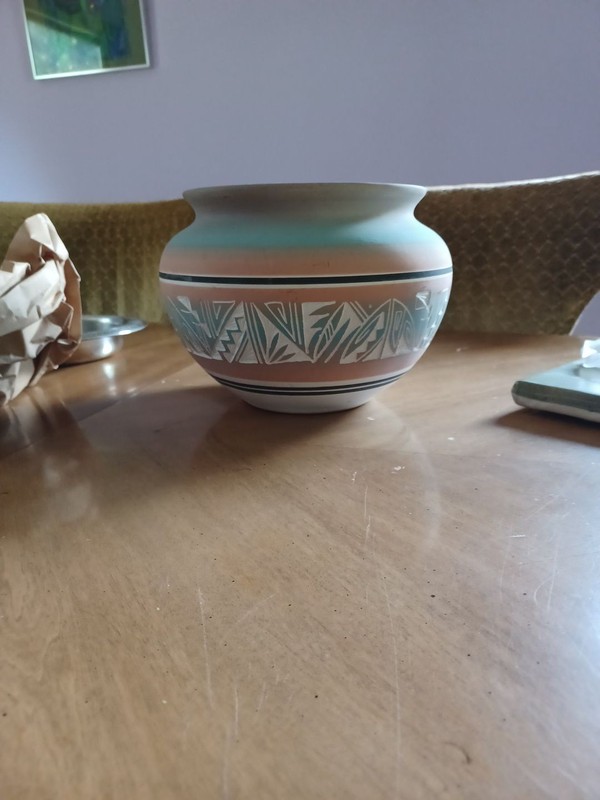 Vintage Navajo Signed Pottery Seed Pot by Kanuho