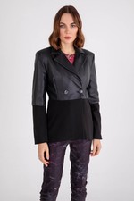 Ilse By Melis Kozan Black Vegan Shimmer Chic Jacket Sz S