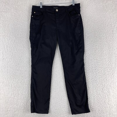 Massimo Dutti Pants Womens Size 10 Black Straight Leg Mid-Rise Casual Stretch