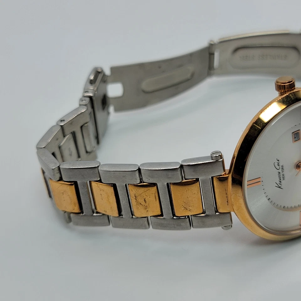 Reloj Mujer Kenneth Cole 34mm KC4713 Indicador Fecha Banda Dos Tonos, Funciona Foto 4 de 4