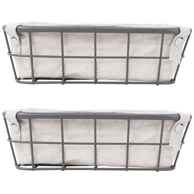 2 Pcs Wire Tabletop Bin Wrought Iron Storage Basket Containers Clothes Iron Wire 2 Pcs Wire Tabletop Bin Wrought Iron Storage Basket Containers Clothes Iron Wire
