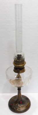 Large Oil Lamp Art Nouveau 1900 Regule And Crystal