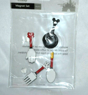 Disney Mickey Mouse Kitchen Essentials Fork Spoon Skillet Spatula Magnet Set