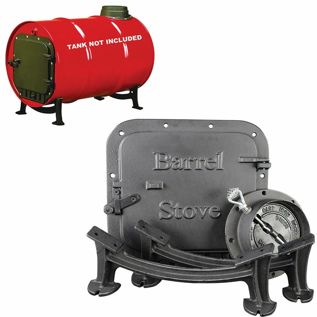 Barrel Stove Kit Cast Iron Drum Industrial Cabin Lodge Heat
