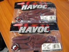 2 Packs Havoc 3.5" Devil Spear Jr Soft Plastic Fishing Baits Cinnamon Brown Purp