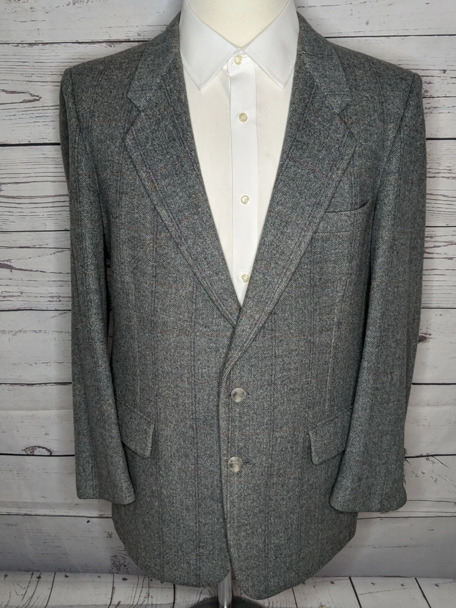 Geoffrey Beene Gray Check Wool Sport Coat Blazer Jacket USA Made