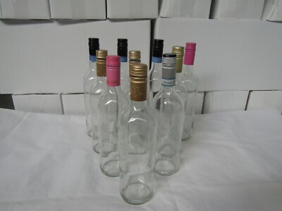 Klare Weinflaschen x 10 mit Deckel, Hausbrauen Weinherstellung Display etc. Kostenloser UK P&P