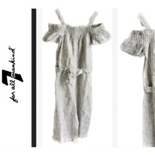 7 FOR ALL MANKIND  S  Kid  s Girls Striped Cotton Belted Tank Jumper MSRP 75