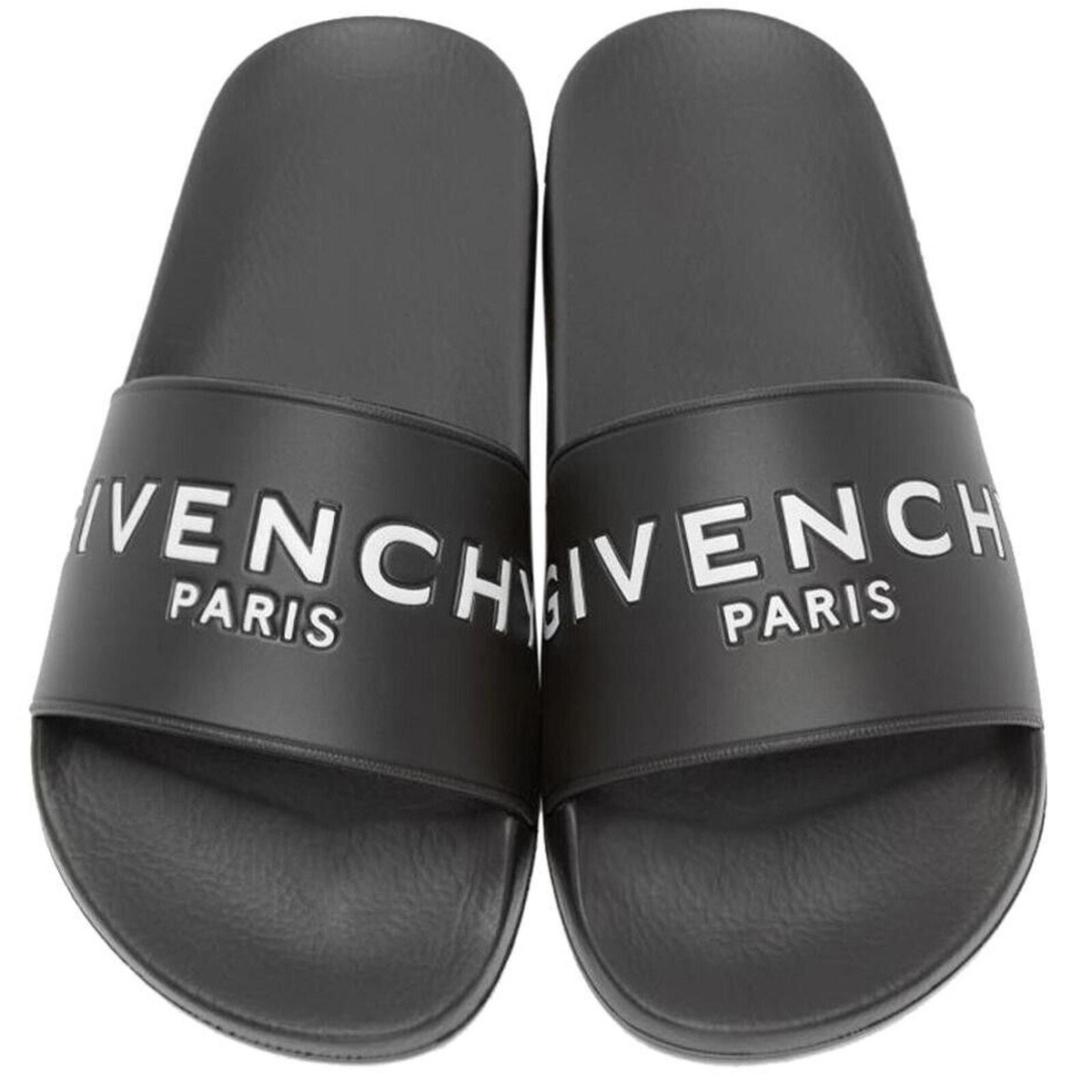 NEW Givenchy Women's Logo Rubber Pool Slides Sandals Black BOX NIB