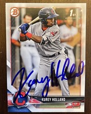 KOREY HOLLAND SIGNED 2018 BOWMAN DRAFT 1ST BOWMAN #BD89 CLEVELAND INDIANS AUTO
