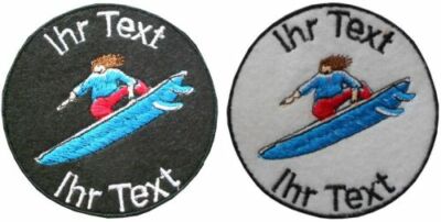 Surfen Windsurfen Aufnäher mit Wunschtext  Verein Patch 8cm (109-1)