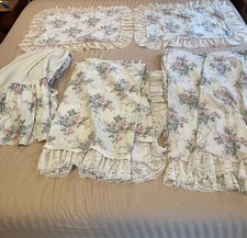 Vintage Dorma Croscill Rose Floral Lace  Shams bedskirt king Curtains Drapes