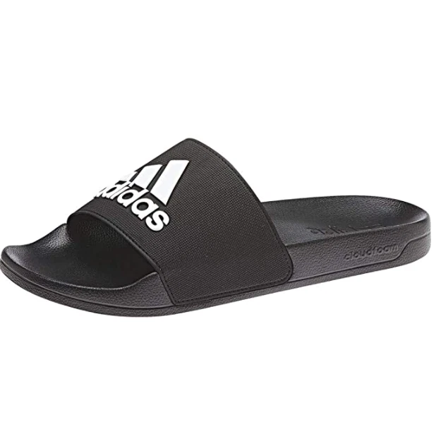 Sandali Adidas Adilette Shower neri bianchi neri nuovi con scatola taglia 12 prezzo al dettaglio consigliato $35.