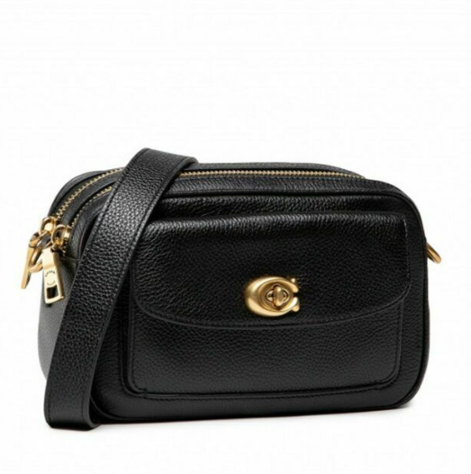 Coach Willow Camera Bag Small Crossbody Purse Black Pebble