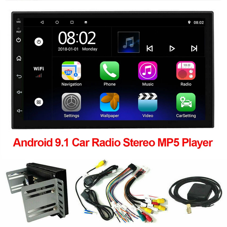 Double 2 Din 7" inch Android 10 Car Radio Head Unit In Dash Stereo GPS NAVI WIFI - Image 3 of 4