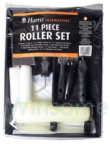 Juego de rodillos de pintura Harris 9" kit de decoración cepillos de pintura bandeja de manga brillante 11 piezas - Imagen 3 de 7