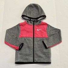 Nike Dri-Fit Full-Zip Grey Pink Hoodie Jacket Kids Youth Girls Sz Small