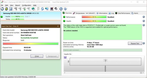 *Presque comme neuf* Samsung 860 EVO mSATA 500 Go SSD (MZ-M6E500) V-NAND 6 Go/s 1,8" - Photo 5/8