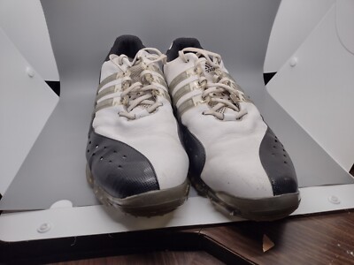 Adidas Powerband 3.0‎ Golf Shoes Cleats 675492 Men\'s Sz 12 White Black 3 Stripe Adidas Mens Powerband 3.0 Golf Shoes White Art 675499 Stripe  main image 2