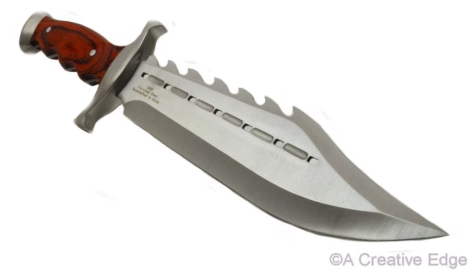 Cuchillo de combate Bowie Big BadAss enorme espiga completa hoja fija con funda Foto 4 de 4