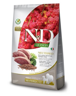 12 kg FARMINA N&D Quinoa Dog Neutered Adult Madium & Maxi Ente Süßkartoffeln