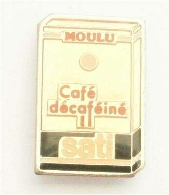 C132) Emaille Sati Moulu Café Dekoffein Französisches Kaffeeabzeichen Reversnadel