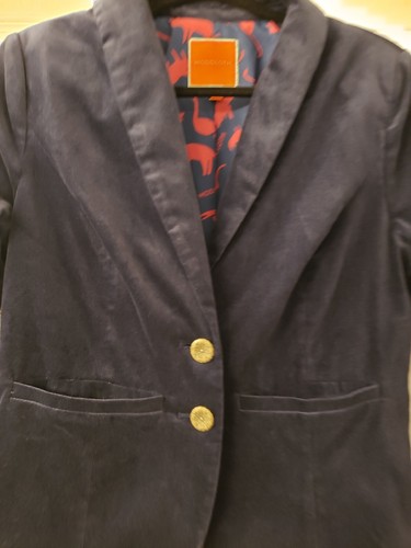 MODCLOTH Executive Blazer Size Large Navy Blue Velvet Classic Business Preppy - Picture 7 of 7