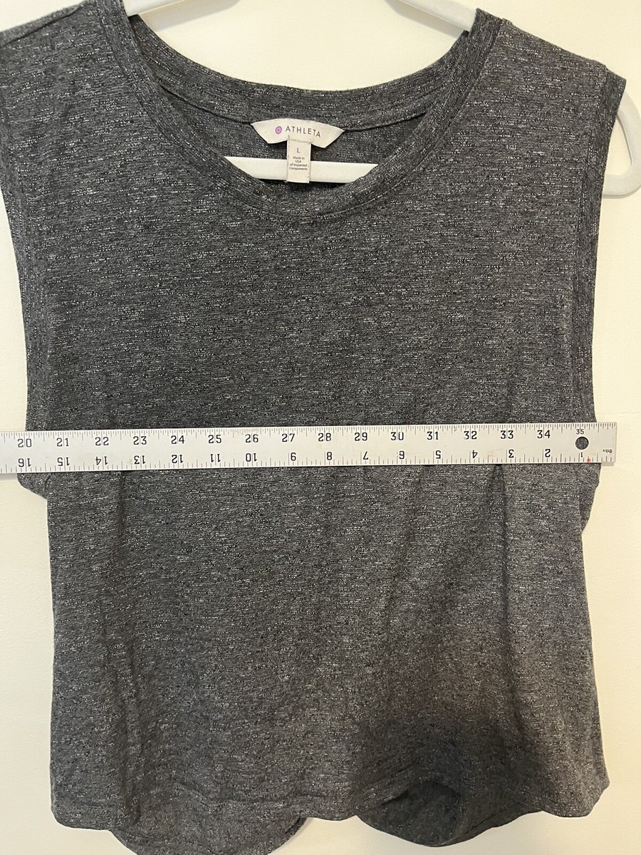 s Athleta Twist Back Muscle Tank Crop Top Dark Heathered Gray