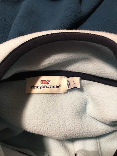 Vineyard Vines Martha’s Vineyard Blue 1/4 Snap Button Fleece Pullove LARGE - Picture 4 of 8