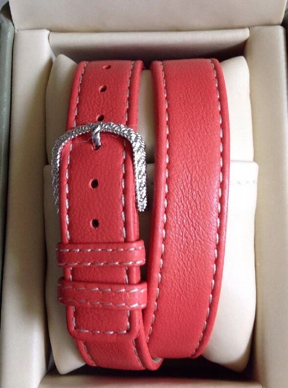 Judith Ripka Double Wrap Leather Strap Watch in CORAL - Image 4 of 4