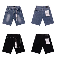 Fashion Purple Brand Men's Personality Jeans Casual Chain Denim Shorts