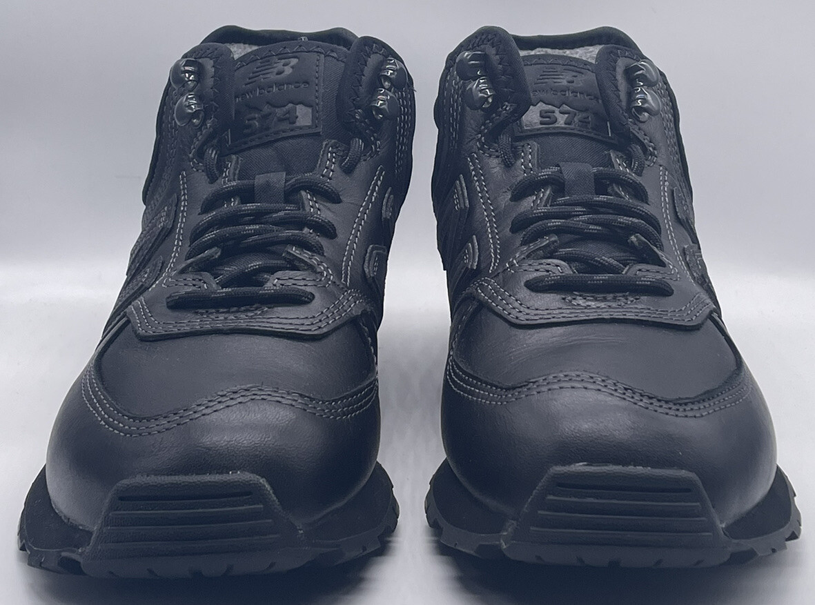 New Balance Mens 574 Triple Black MH574OAC Size 8 D Leather