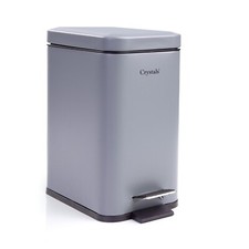Image of 3L BATHROOM SLIM KITCHEN PEDAL RECTANGULAR BIN WASTE WITH SOFT CLOSING LID GREY