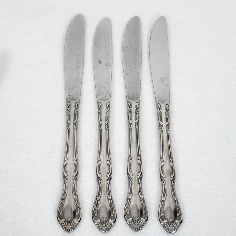 Cuchillos de mantequilla cubiertos de acero inoxidable Rockingham vintage Imperial International 4 MCM Foto 4 de 4