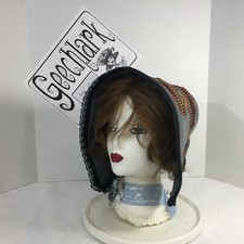 Victorian bonnet hat gray black bucket Civil War reenactment 6177