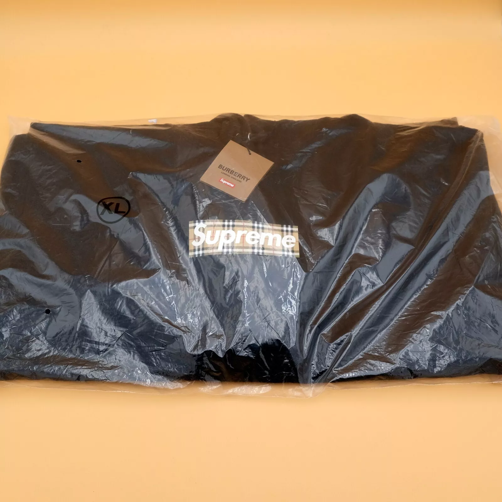 SS22 SUPREME X BURBERRY BOX LOGO SWEAT À CAPUCHE NOIR TAILLE XL