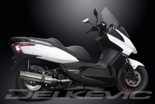 Kymco Downtown 300i 2011-2016 Slip On 14" Round Stainless Exhaust Muffler Kit - Picture 4 of 5